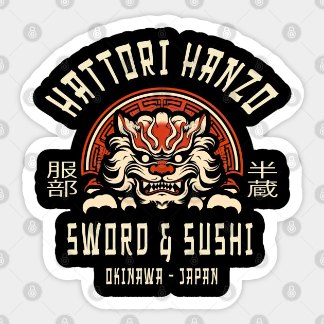 Hattori Hanzo Sword And Sushi Sticker by Tshirt Samurai